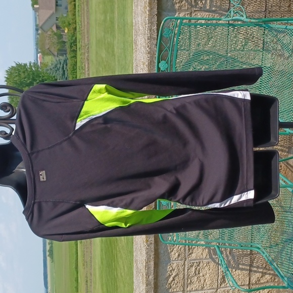 Fila Sport Black Performance Athletic Top,  Sz L, Black & Neon green - Picture 4 of 5